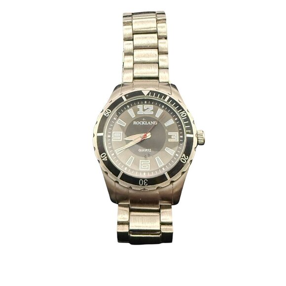 Rockland Quartz Watch Stainless Steel Band ROC011S Fits 8" Wrist Mens Timepiece - Picture 1 of 5